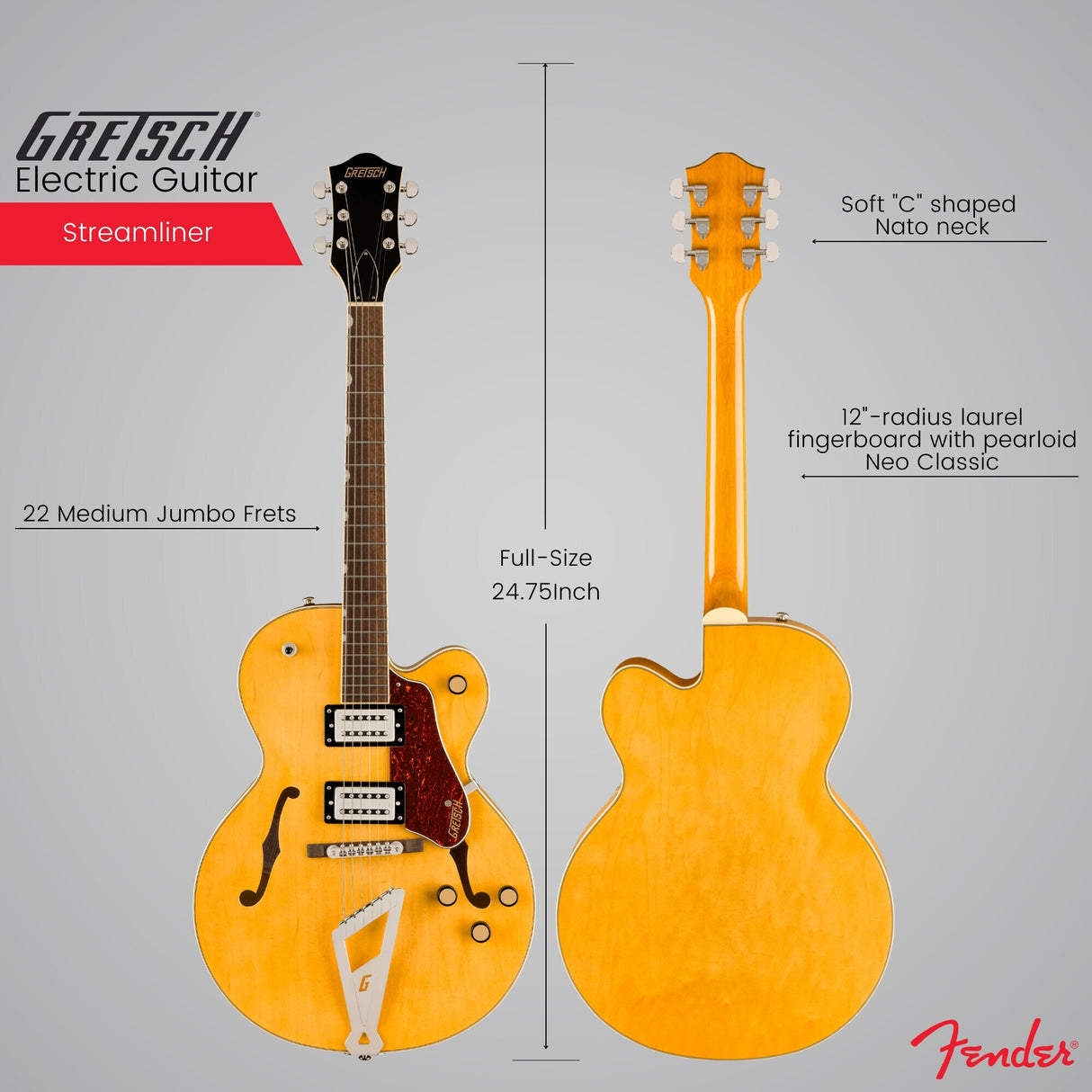 Gretsch G2420 Streamliner Hollow Body Electric Guitar with Chromatic II (Amber)