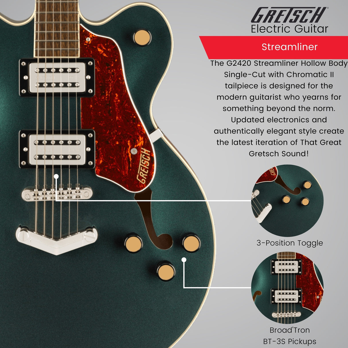 Gretsch G2622 Streamliner Center Block Double-Cut (Cadillac Green)