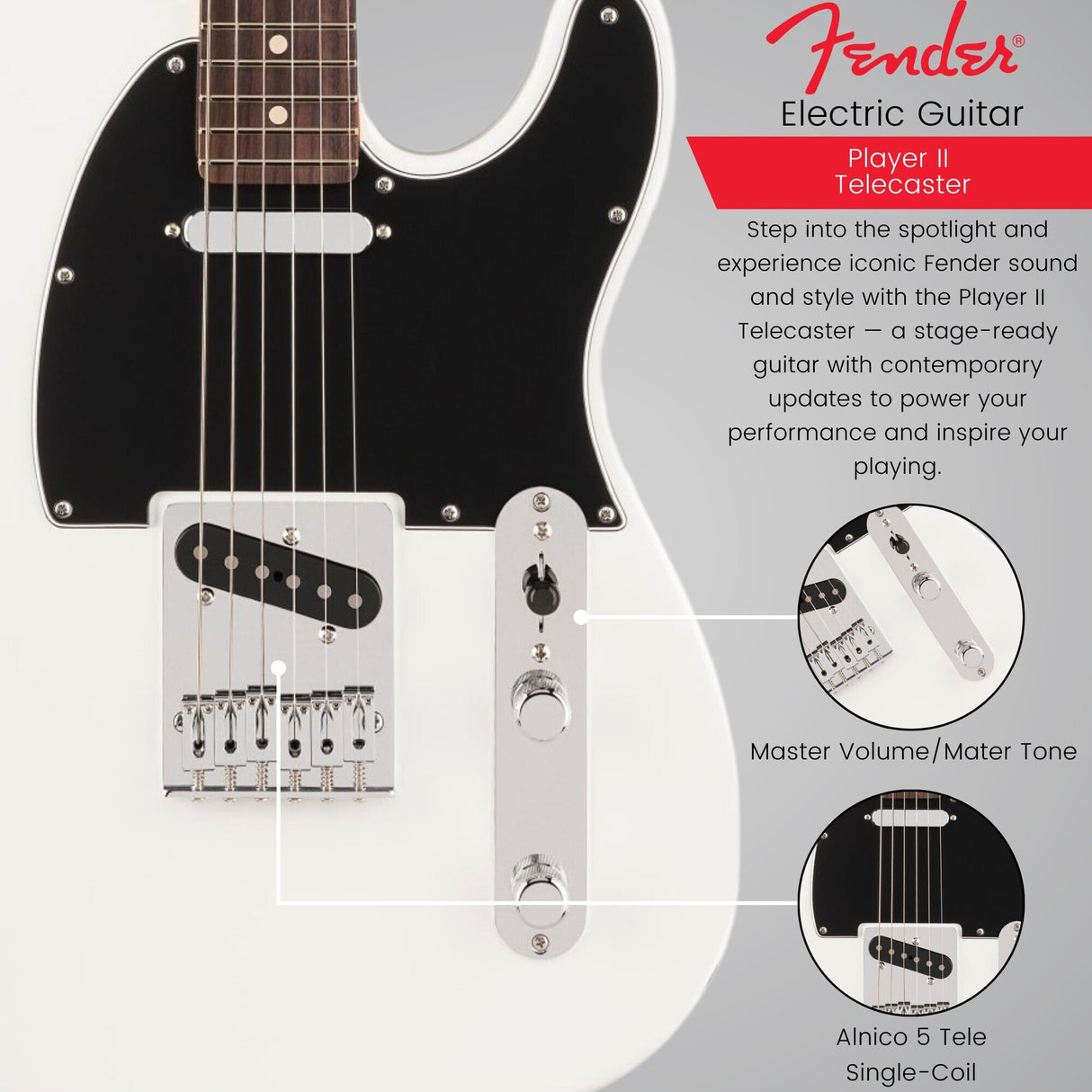 Fender Player II Telecaster, Rosewood Fingerboard, Polar White Electric Guitar