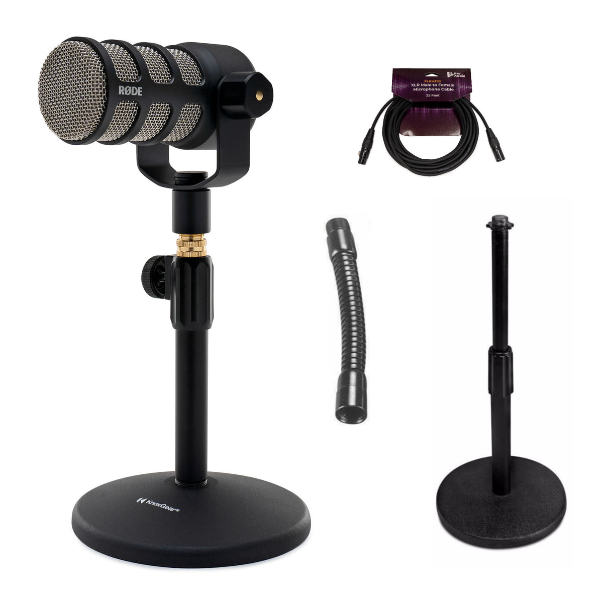 Rode Microphones PodMic Dynamic Podcasting Microphone with 25 Feet Cable Bundle