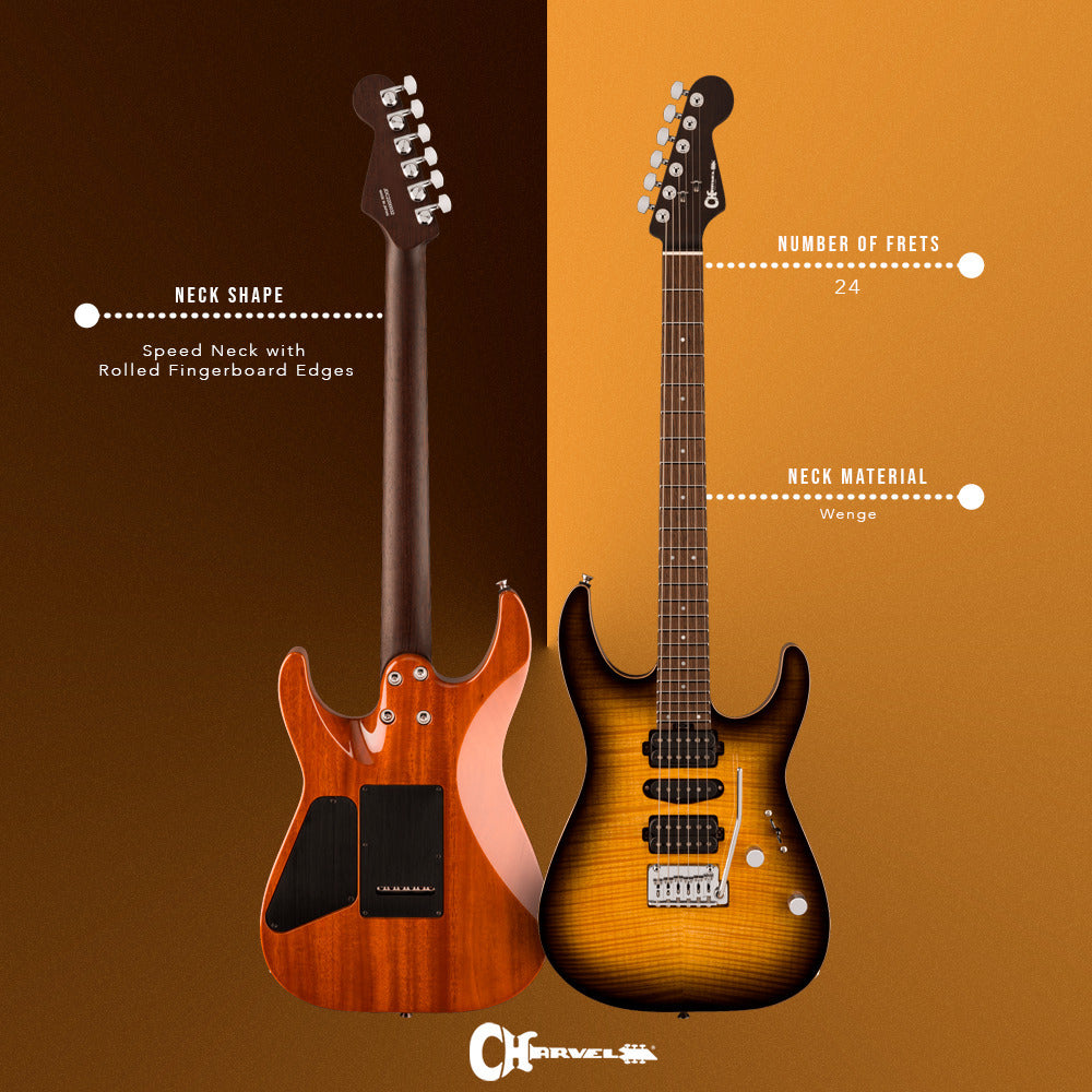 Charvel MJ DK24 HSH 2PT W Mahogany 6-String Electric Guitar (Antique Burst)