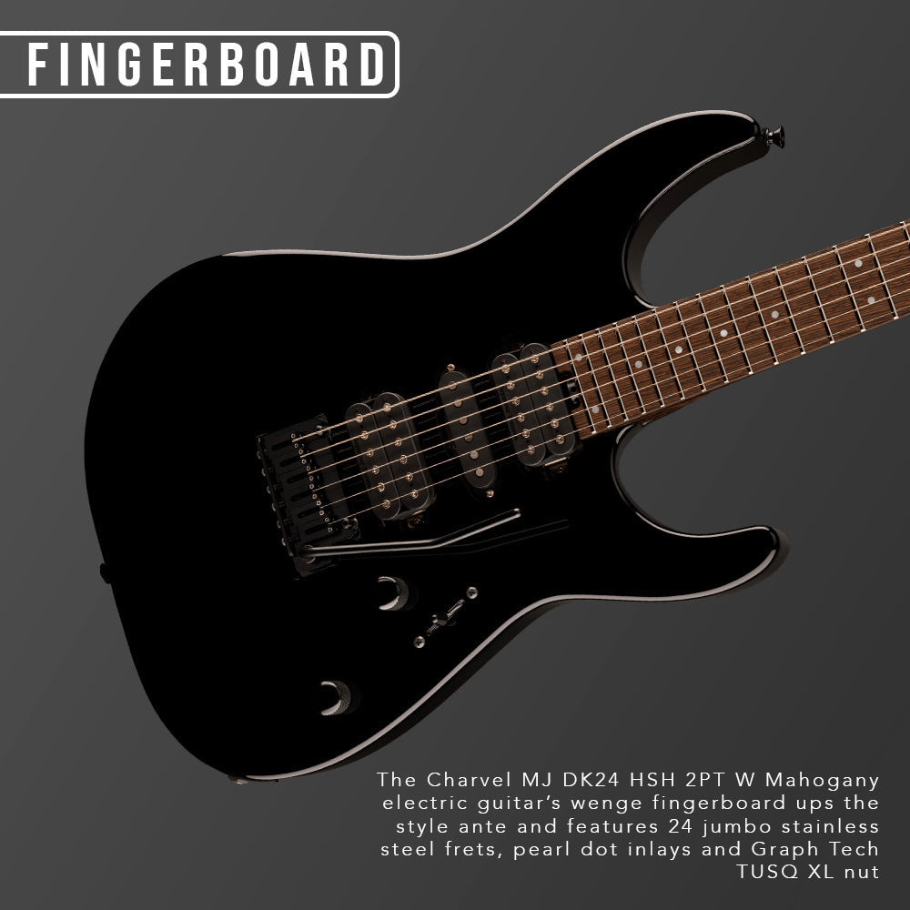 Charvel MJ DK24 HSH 2PT W Mahogany Electric Guitar, Wenge Fingerboard (Black)