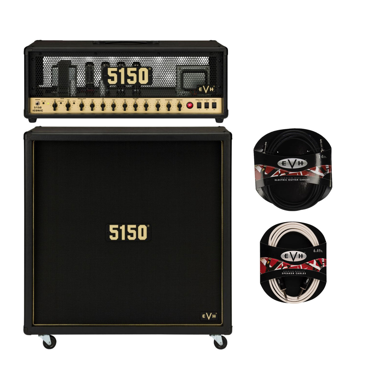 EVH 5150 Iconic Series EL34 80W Tube Amp Head (Black) with Accessories Bundle