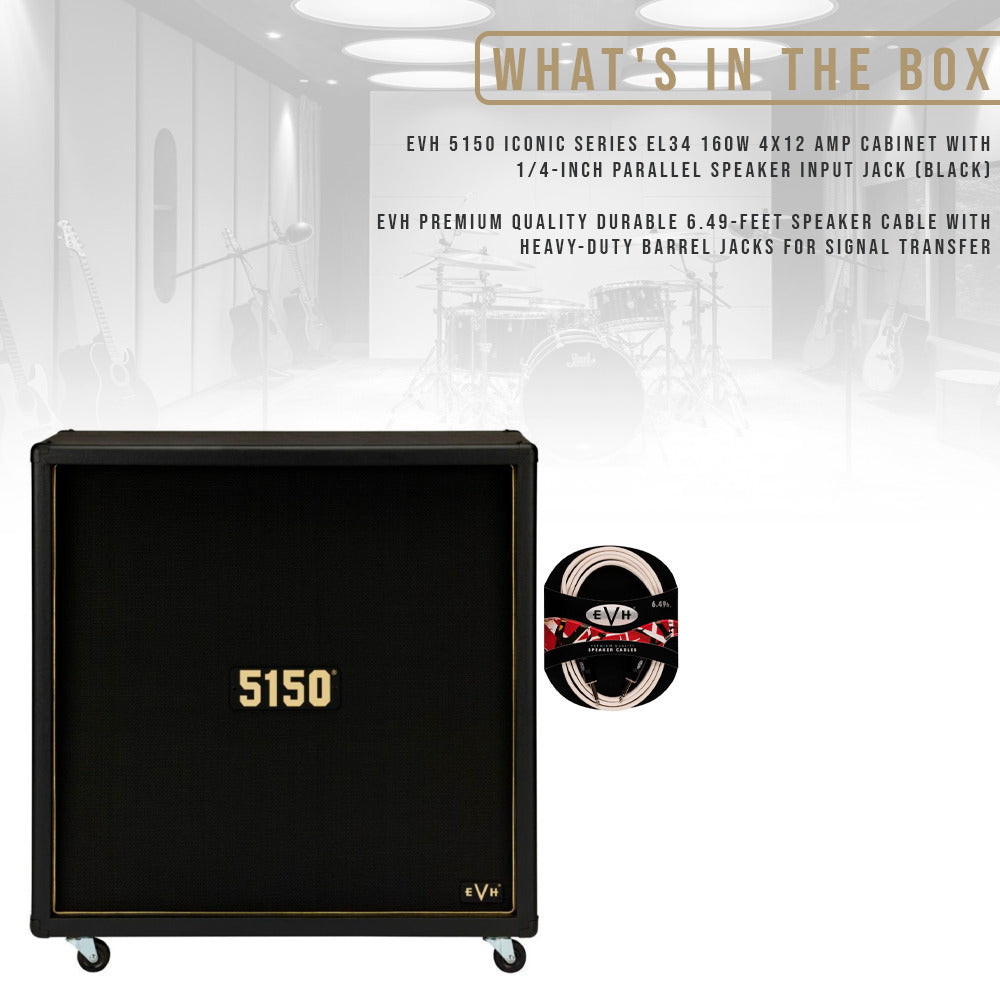 EVH 5150 Iconic Series EL34 160W 4x12 Amp Cabinet (Black) with Speaker Cable