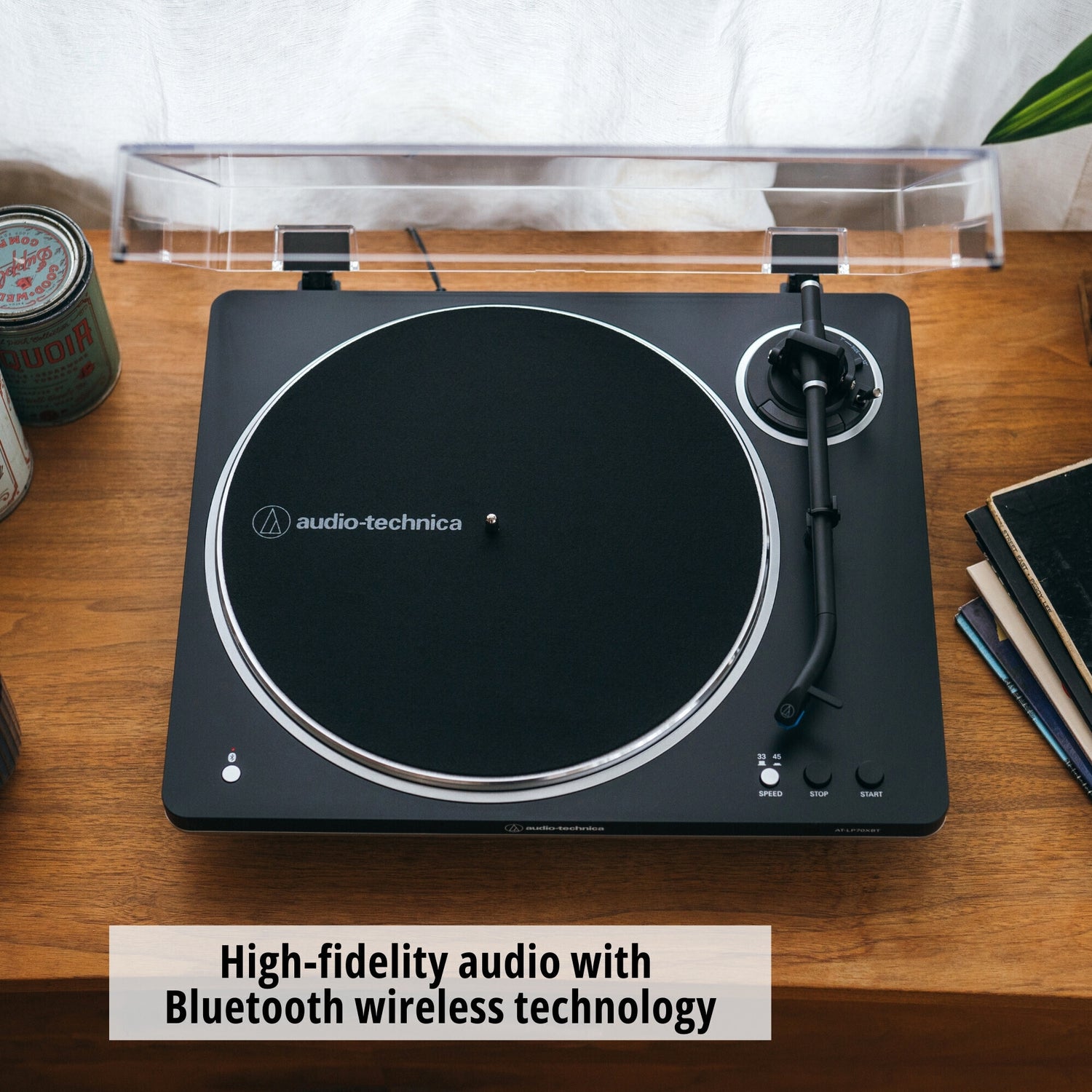 Audio-Technica AT-LP70XBT-BS Fully Automatic Belt-Drive Bluetooth Turntable Kit
