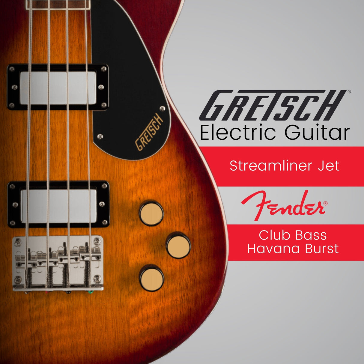 Gretsch Streamliner Jet Club Single-Cut 4-String Bass Guitar Havana Burst