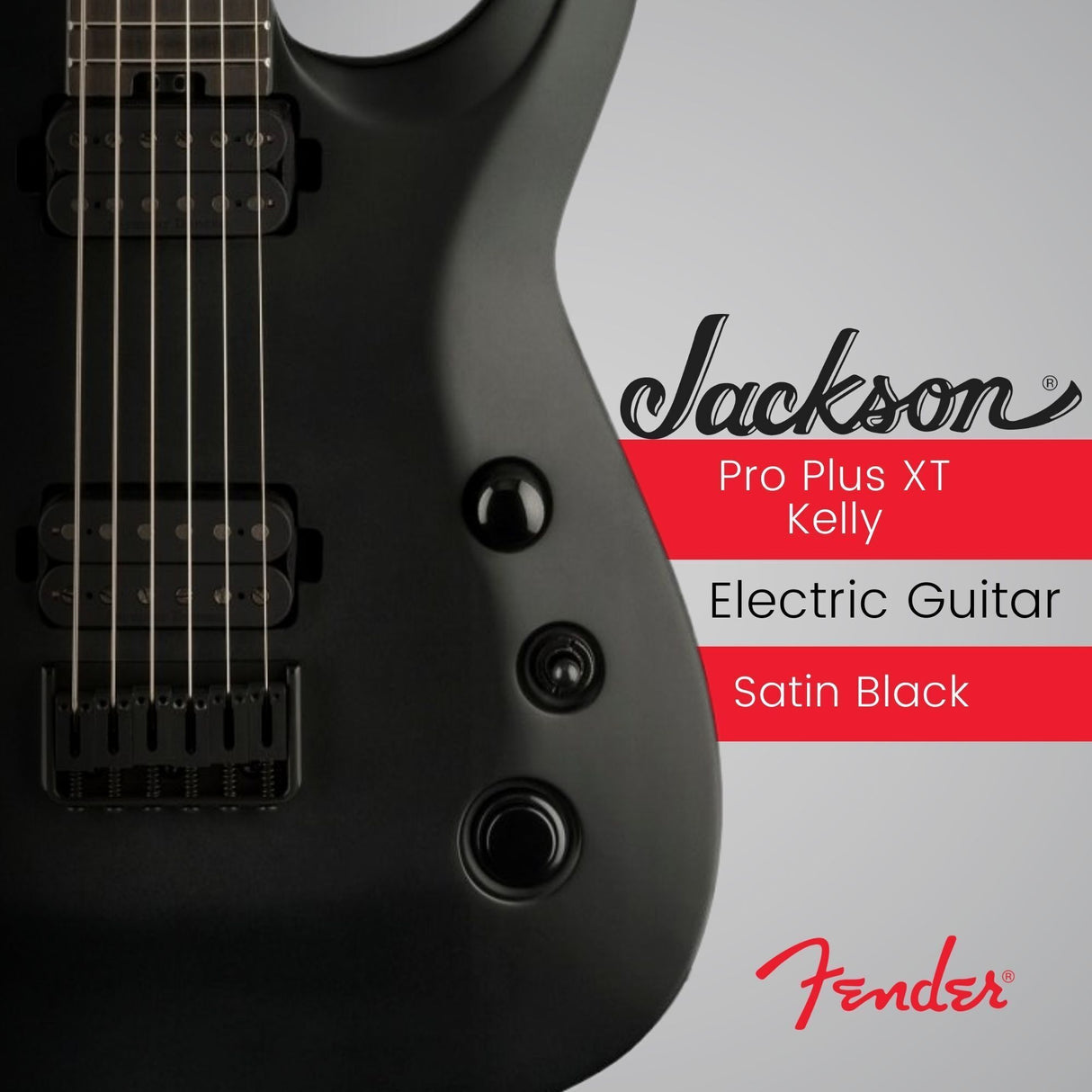 Jackson Pro Plus XT Soloist SLAT HT6 Baritone Satin Black Electric Guitar Bundle