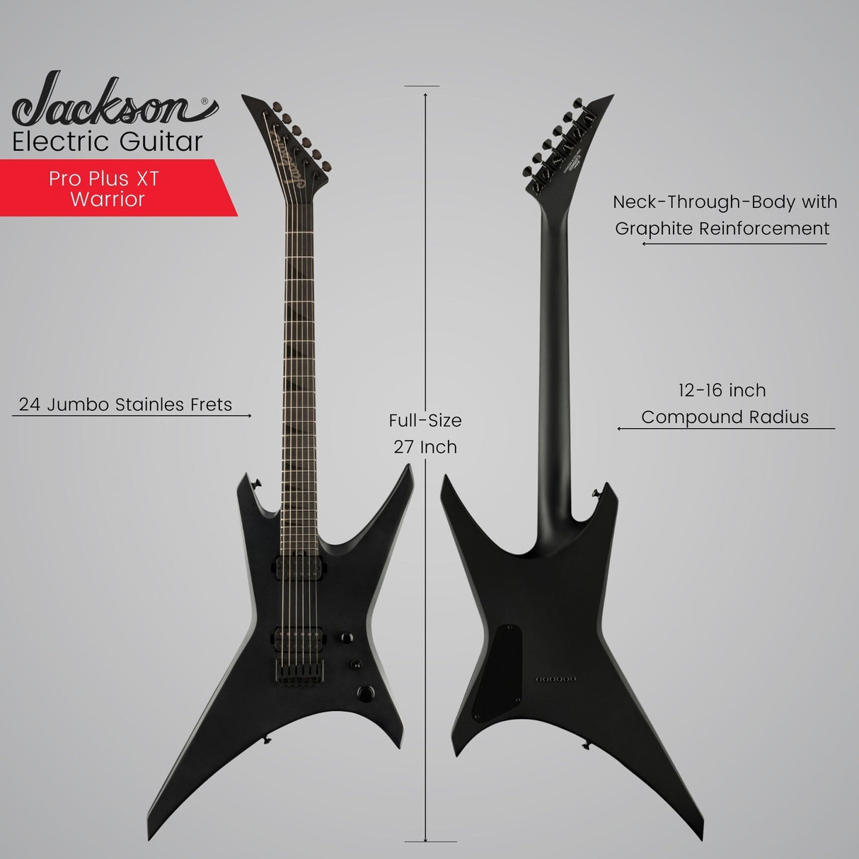 Jackson Pro Plus XT Warrior WR HT6 Baritone Electric Guitar (Black) with Case