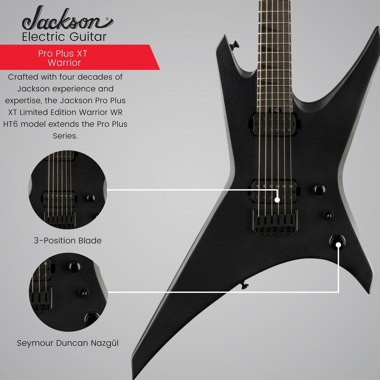 Jackson Pro Plus XT Warrior WR HT6 Baritone Electric Guitar (Black) with Case