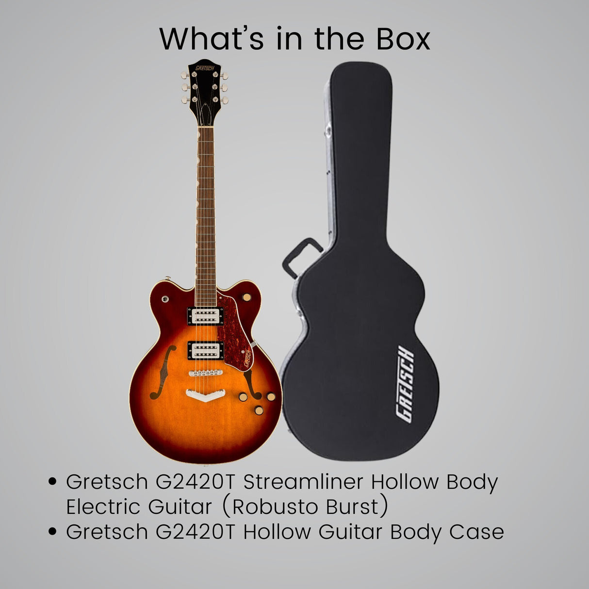 Gretsch G2420T Streamliner Hollow Body Electric Guitar (Robusto Burst) Bundle