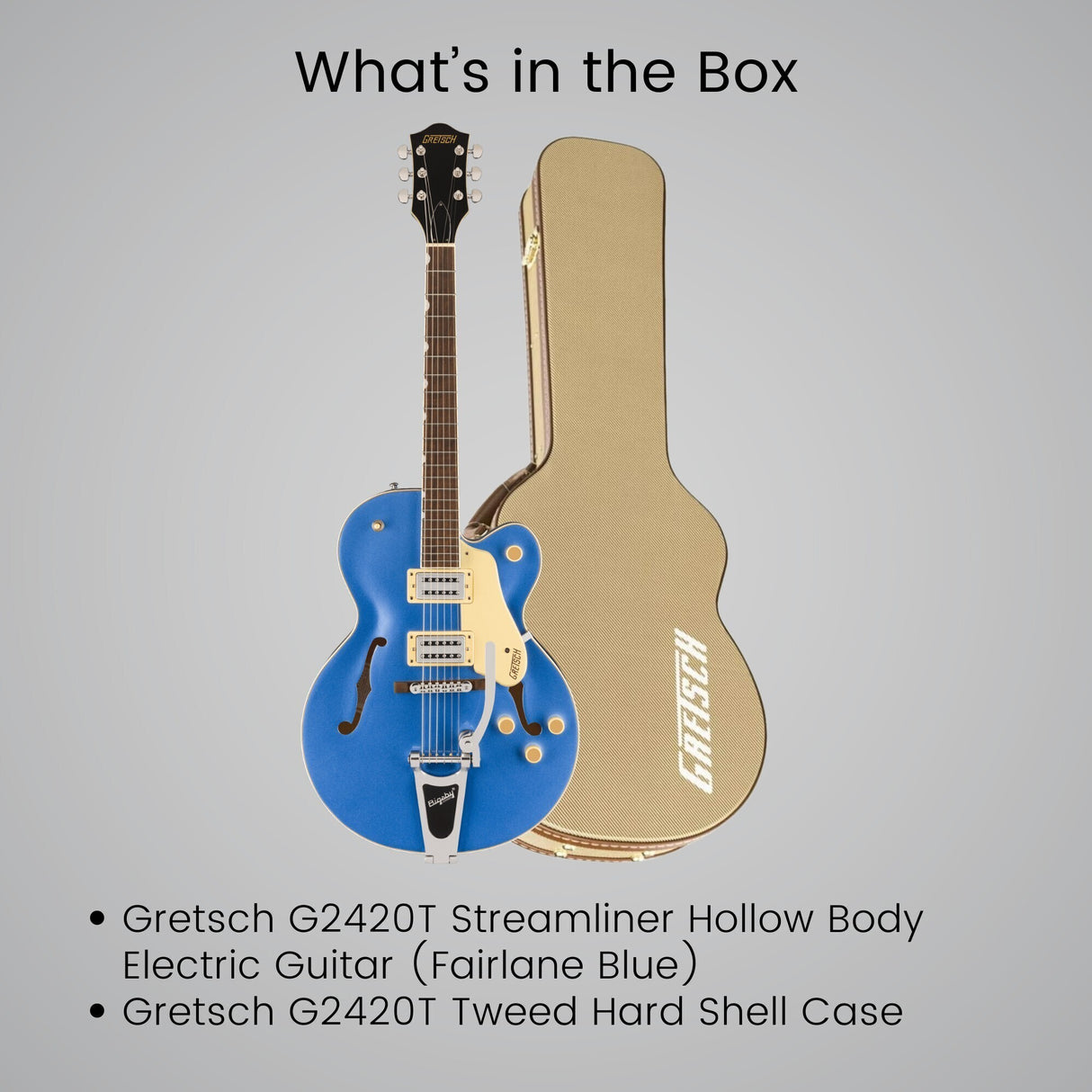 Gretsch G2420T Streamliner Hollow Body Electric Guitar Fairlane Blue Bundle
