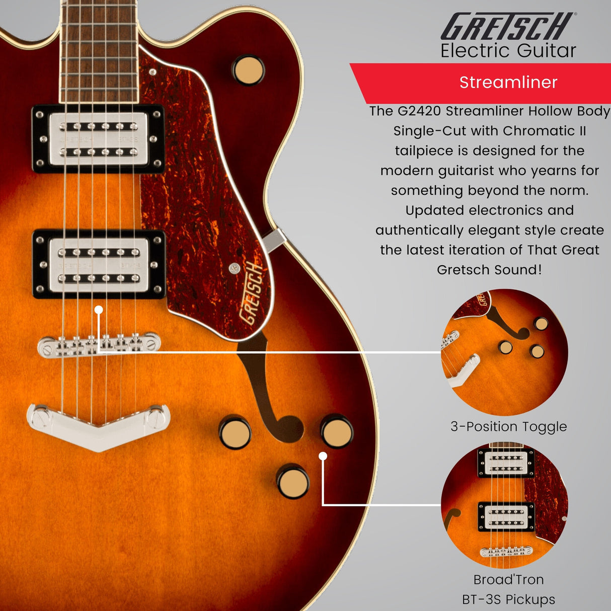 Gretsch G2622 Streamliner Center Block Forge Glow Electric Guitar Bundle