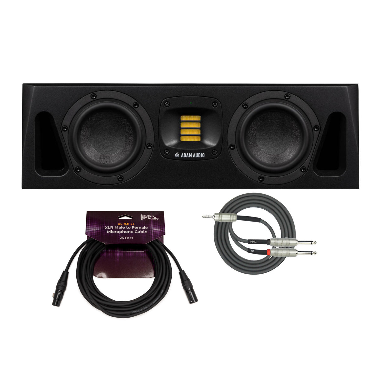 Adam Audio A44H Powered Two-Way Midfield Studio Monitor Bundle