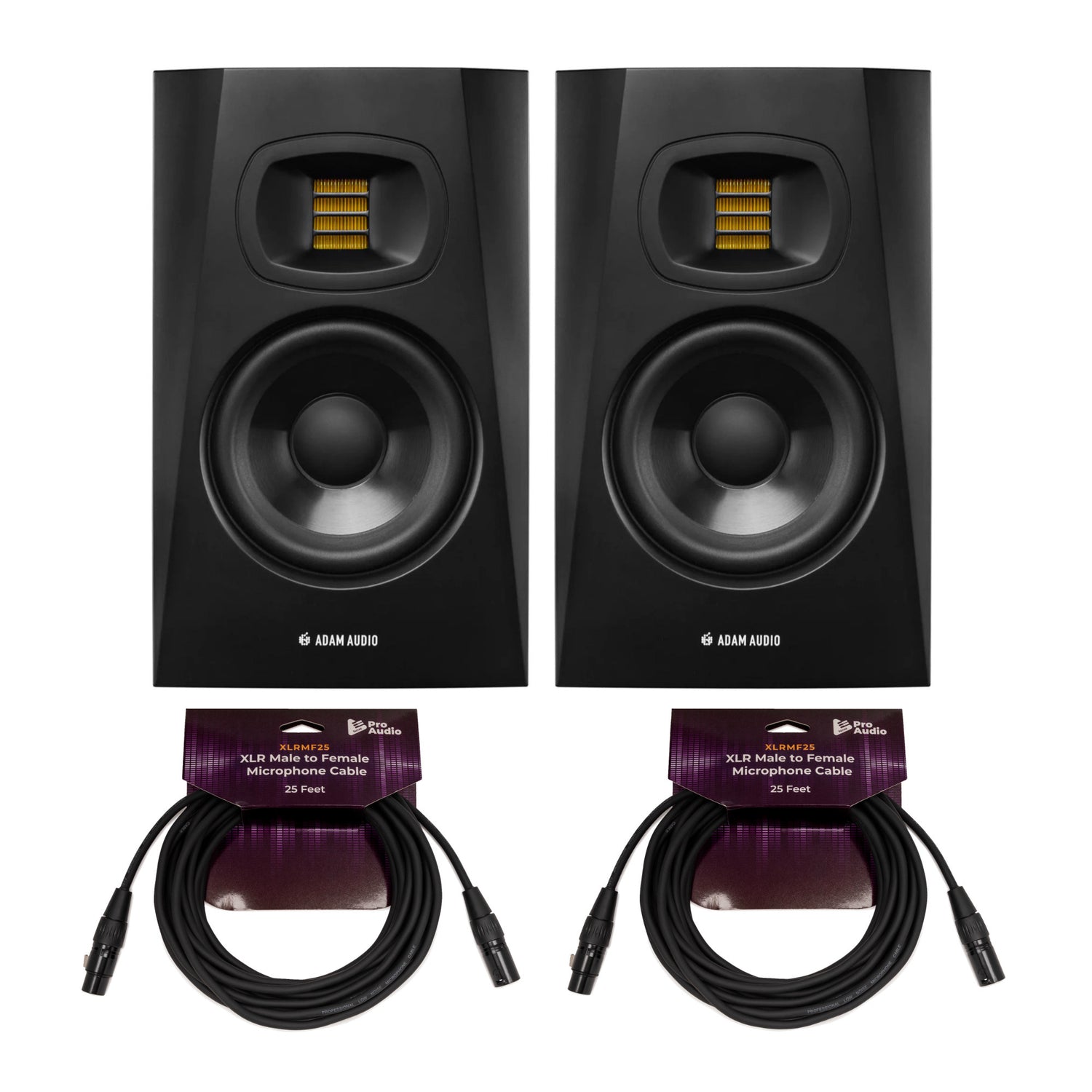 Adam Audio T7V 7 Inch Powered Studio Monitor Pair with 25 Feet XLR Cables
