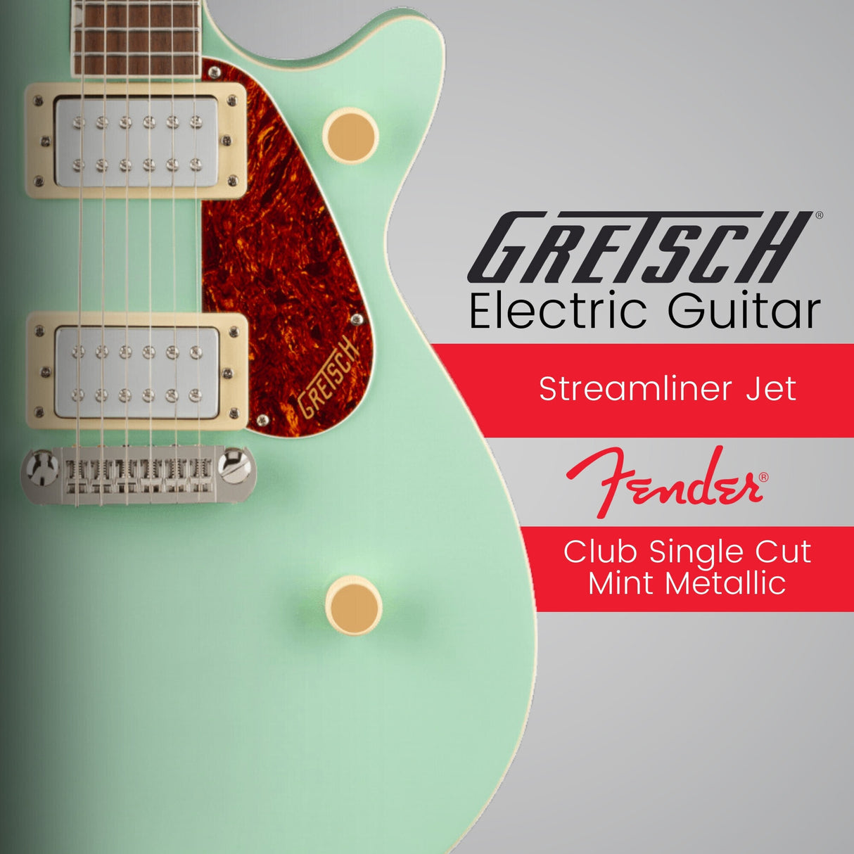Gretsch Streamliner Jet Club Single-Cut Electric Guitar (Mint Metallic) Bundle