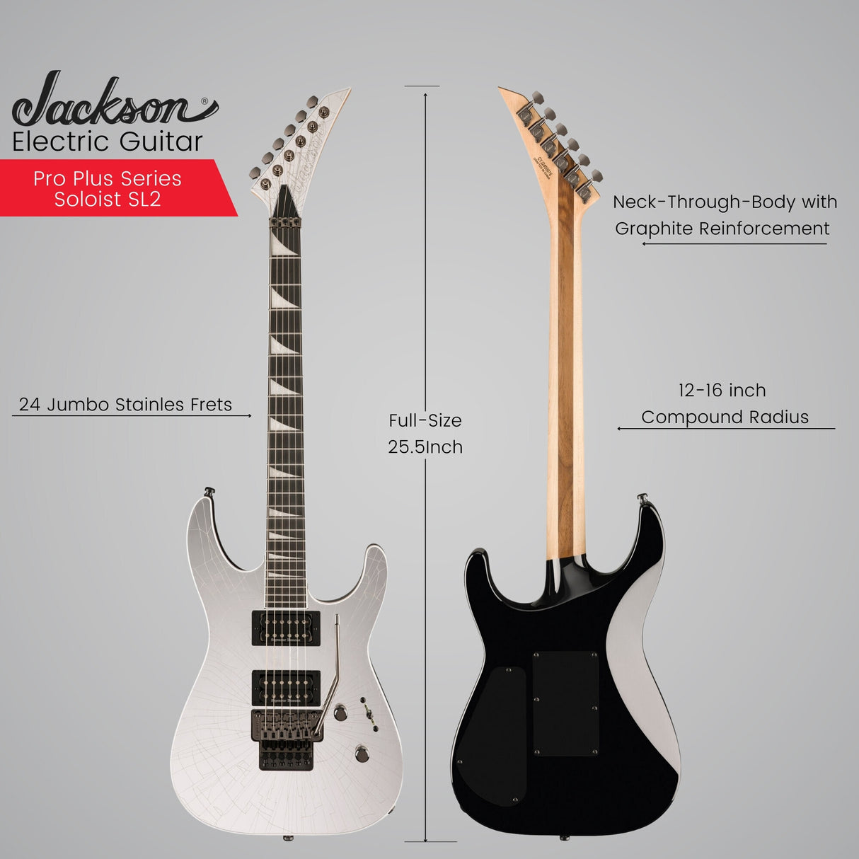 Jackson Pro Plus Series Soloist SL2 Electric Guitar (Shattered Mirror) with Case
