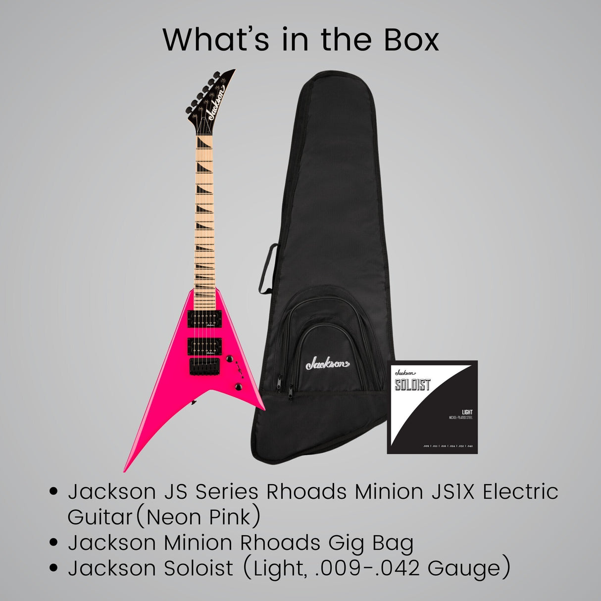 Jackson JS Series Rhoads Minion JS1X Neon Pink Electric Guitar Bundle