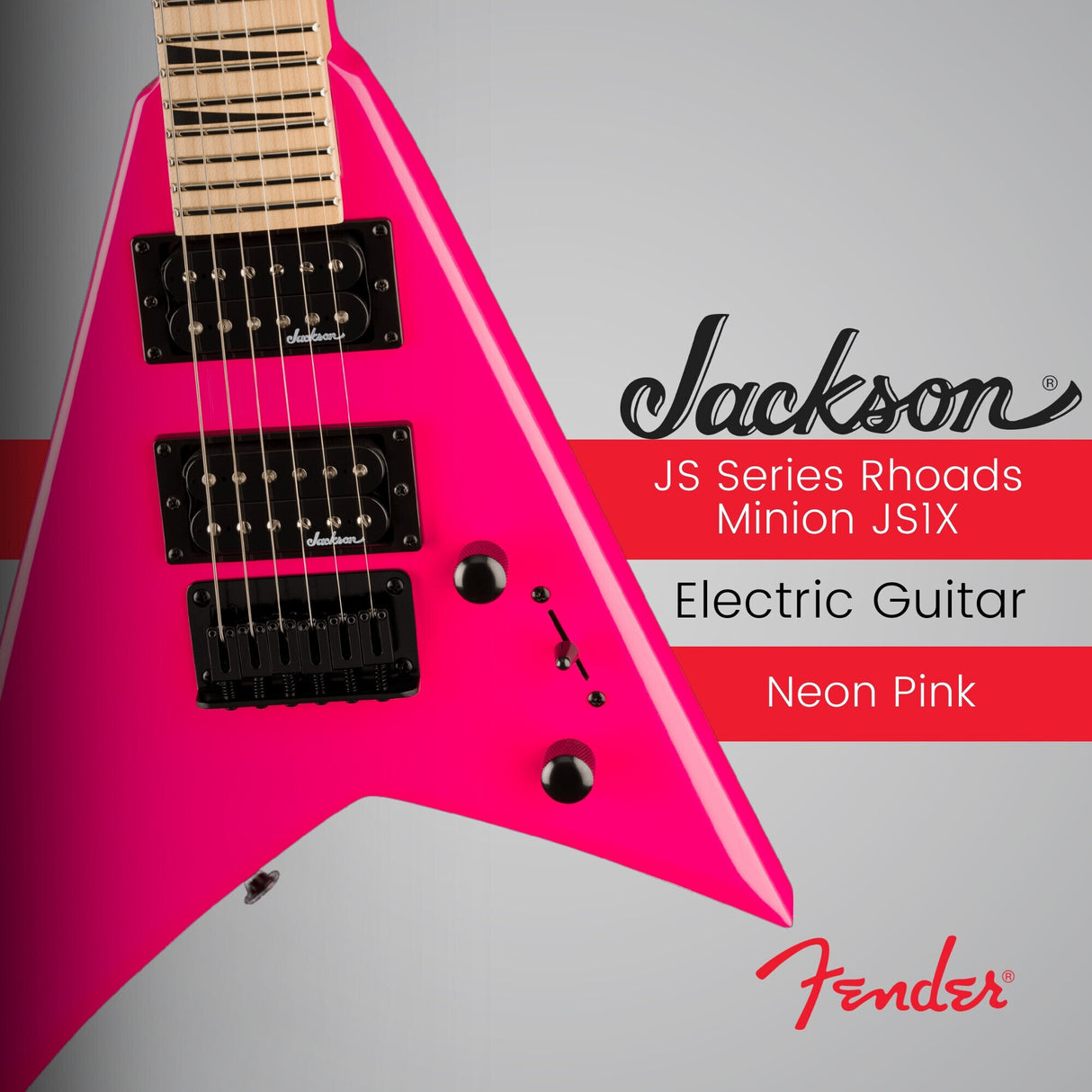 Jackson JS Series Rhoads Minion JS1X Neon Pink Electric Guitar Bundle