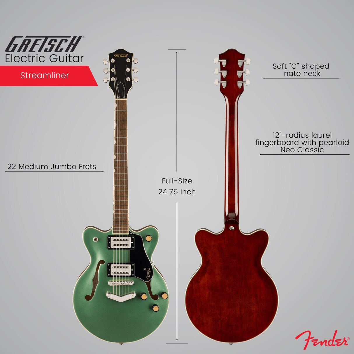 Gretsch G2655 Streamliner Center Block Jr. Electric Guitar (Steel Olive)