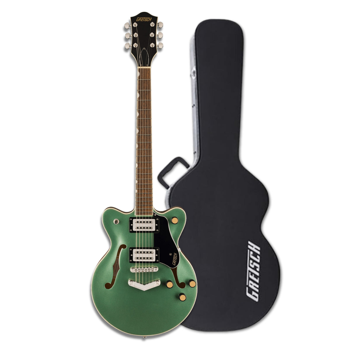 Gretsch G2655 Streamliner Center Block Jr. Electric Guitar (Steel Olive) Bundle