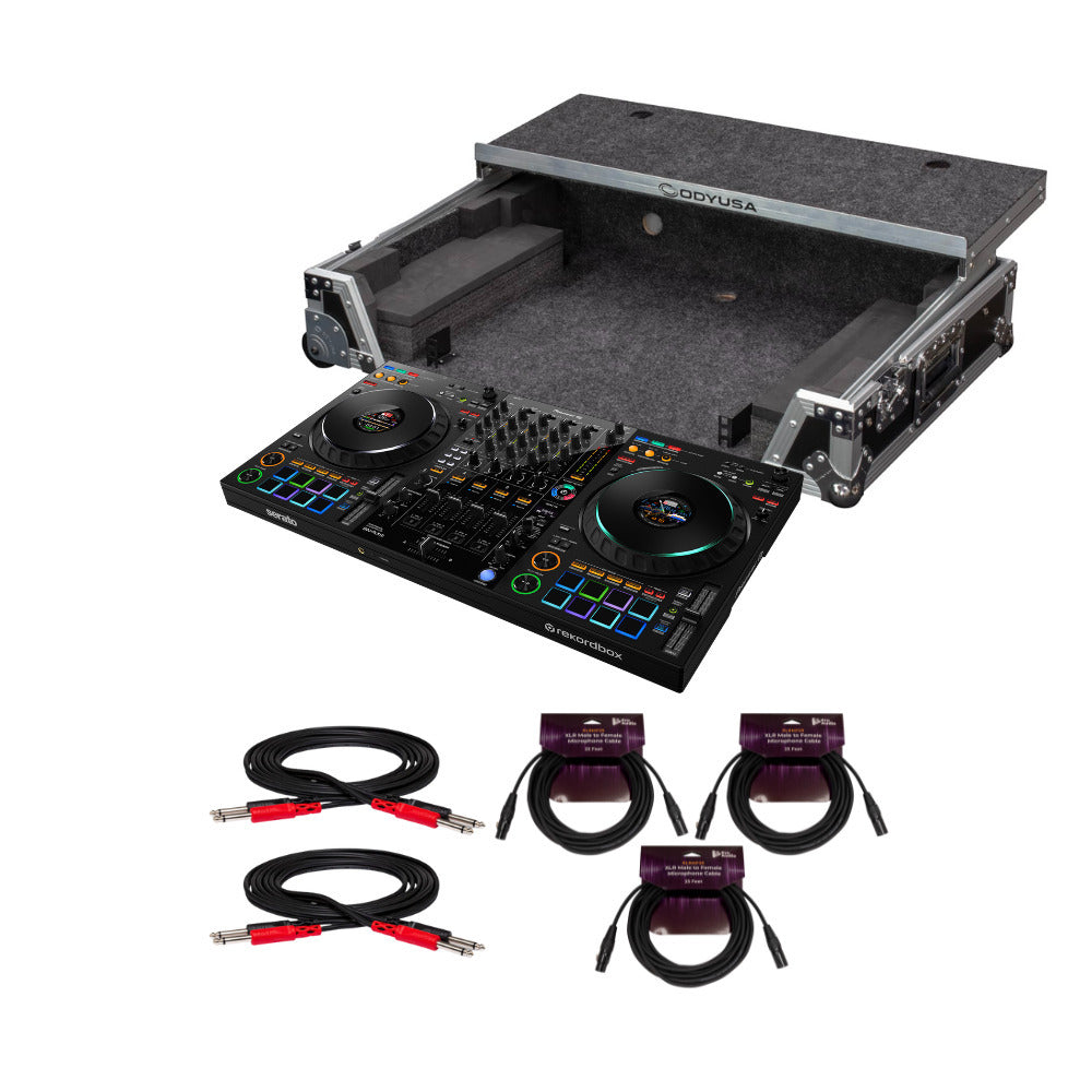 Pioneer DJ DDJ-FLX10 4-Deck/4-Channel DJ Controller with Case and Cables Bundle