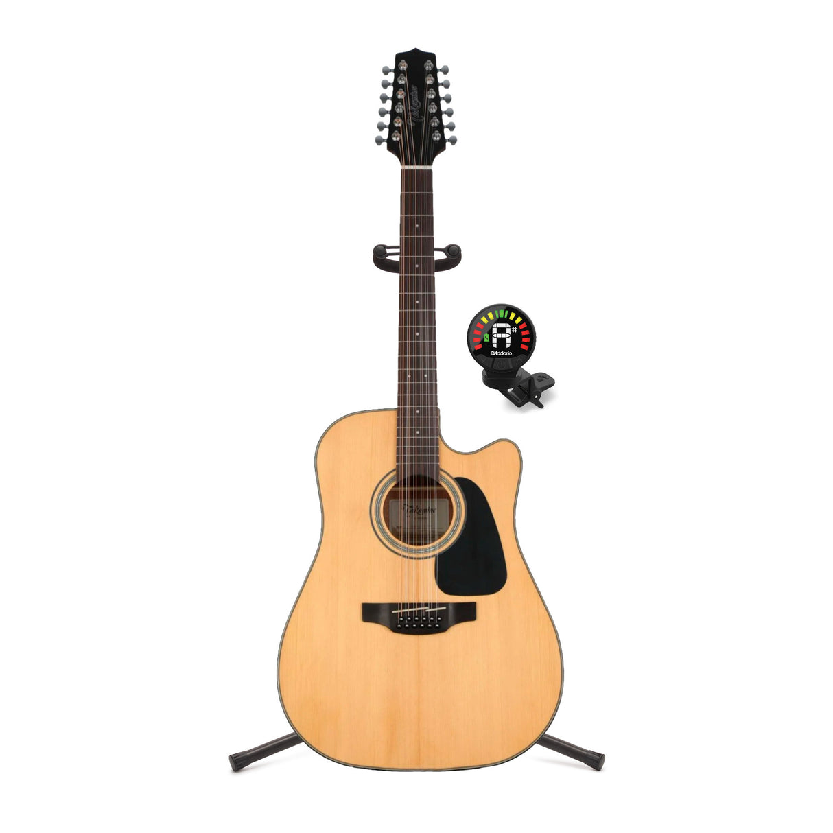 Takamine GD30CE-12NAT 12-String Acoustic-Electric Guitar with Stand, Tuner