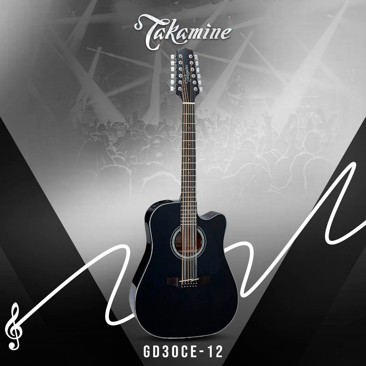 Takamine G Series GD30CE-12 12-String Acoustic-Electric Guitar with Case