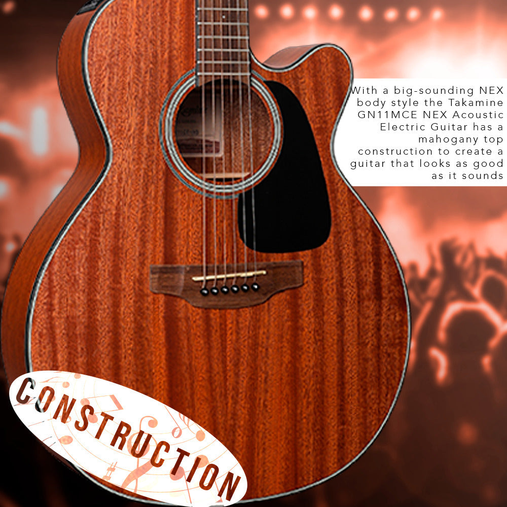 Takamine GN11MCE NEX Acoustic-Electric Natural with Stand, Tuner