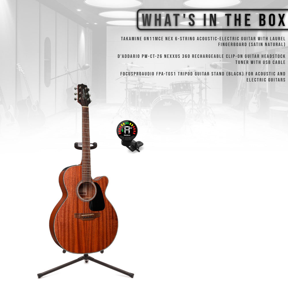 Takamine GN11MCE NEX Acoustic-Electric Natural with Stand, Tuner