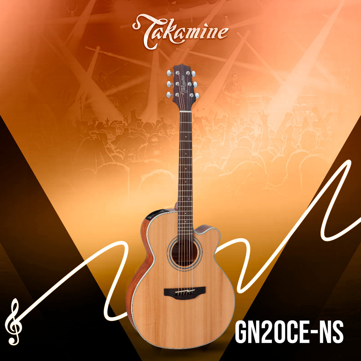 Takamine GN20CE-NS NEX Acoustic-Electric Guitar with stand and tuner