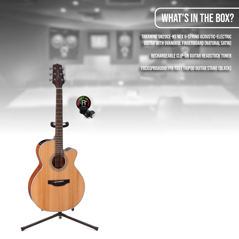 Takamine GN20CE-NS NEX Acoustic-Electric Guitar with stand and tuner