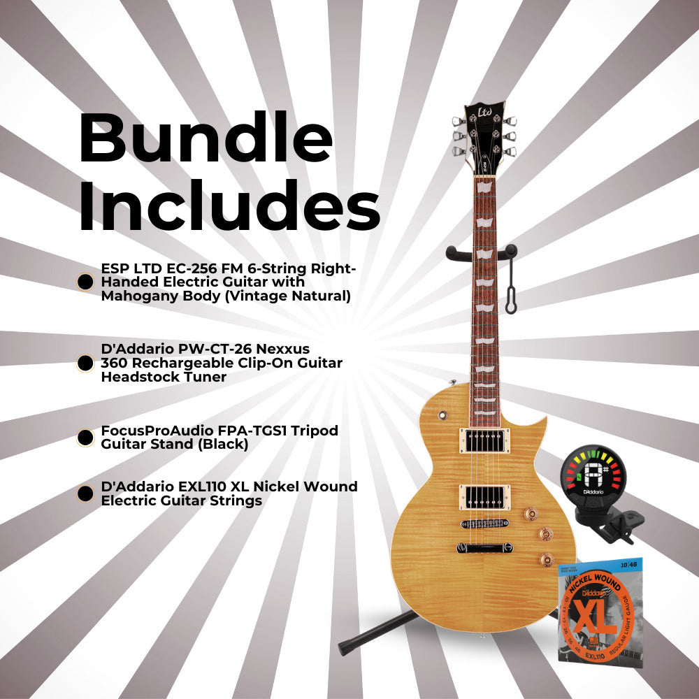 ESP LTD EC-256 - Vintage Natural with Stand, Strings and Tuner