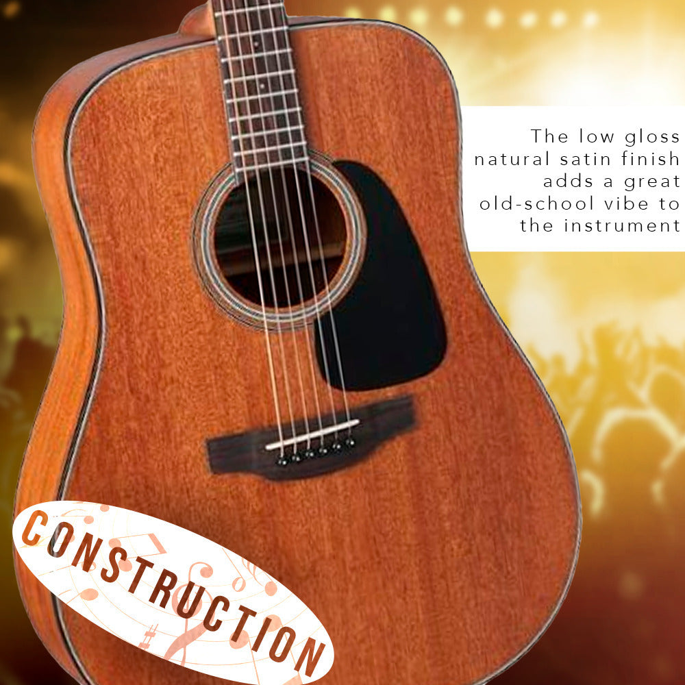 Takamine GD11M NEX Acoustic Guitar, Natural Satin Finish with Case and stand