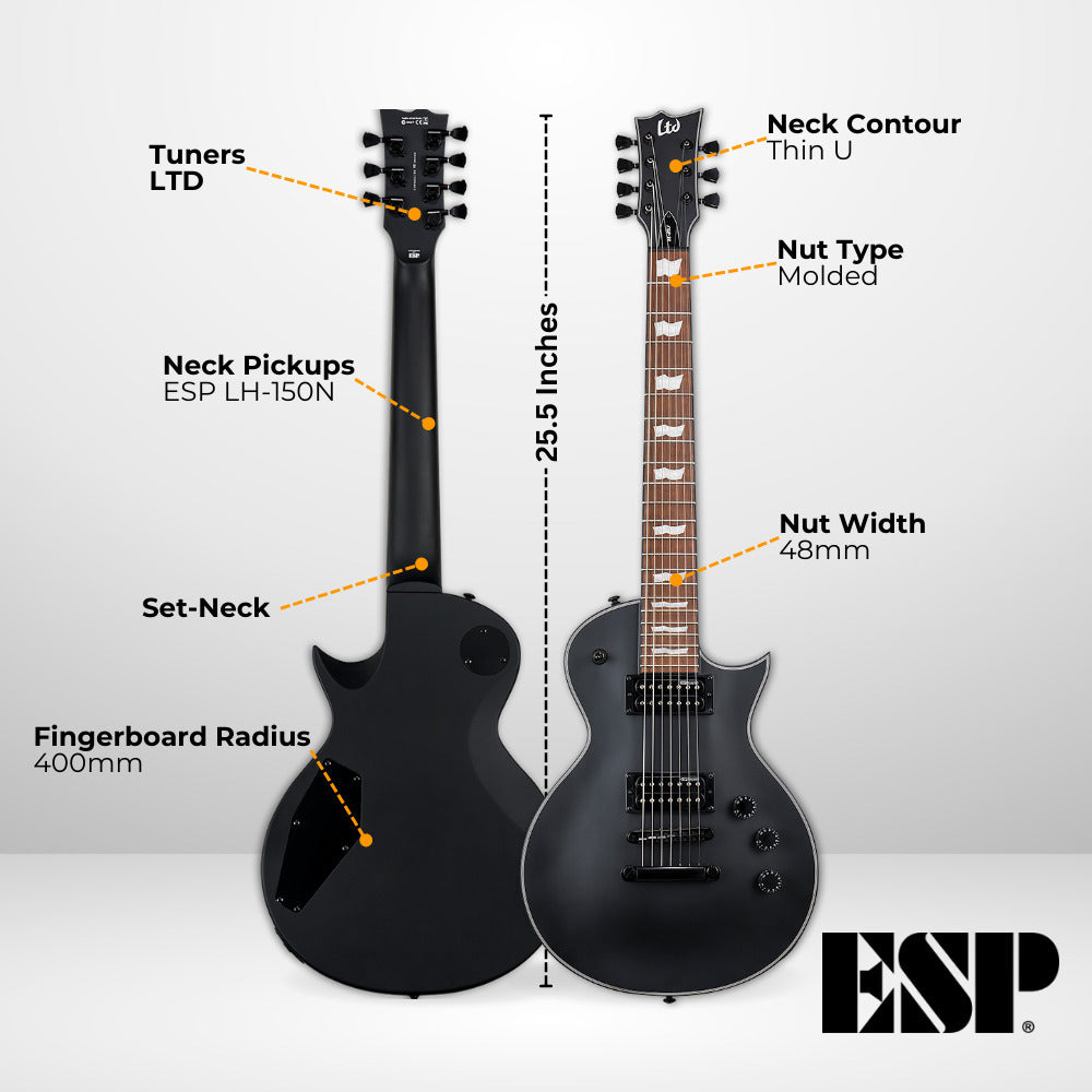 ESP LTD EC-257 - Black Satin with Stand, Tuner and Strings