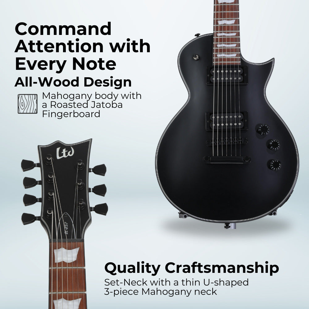 ESP LTD EC-257 - Black Satin with Stand, Tuner and Strings