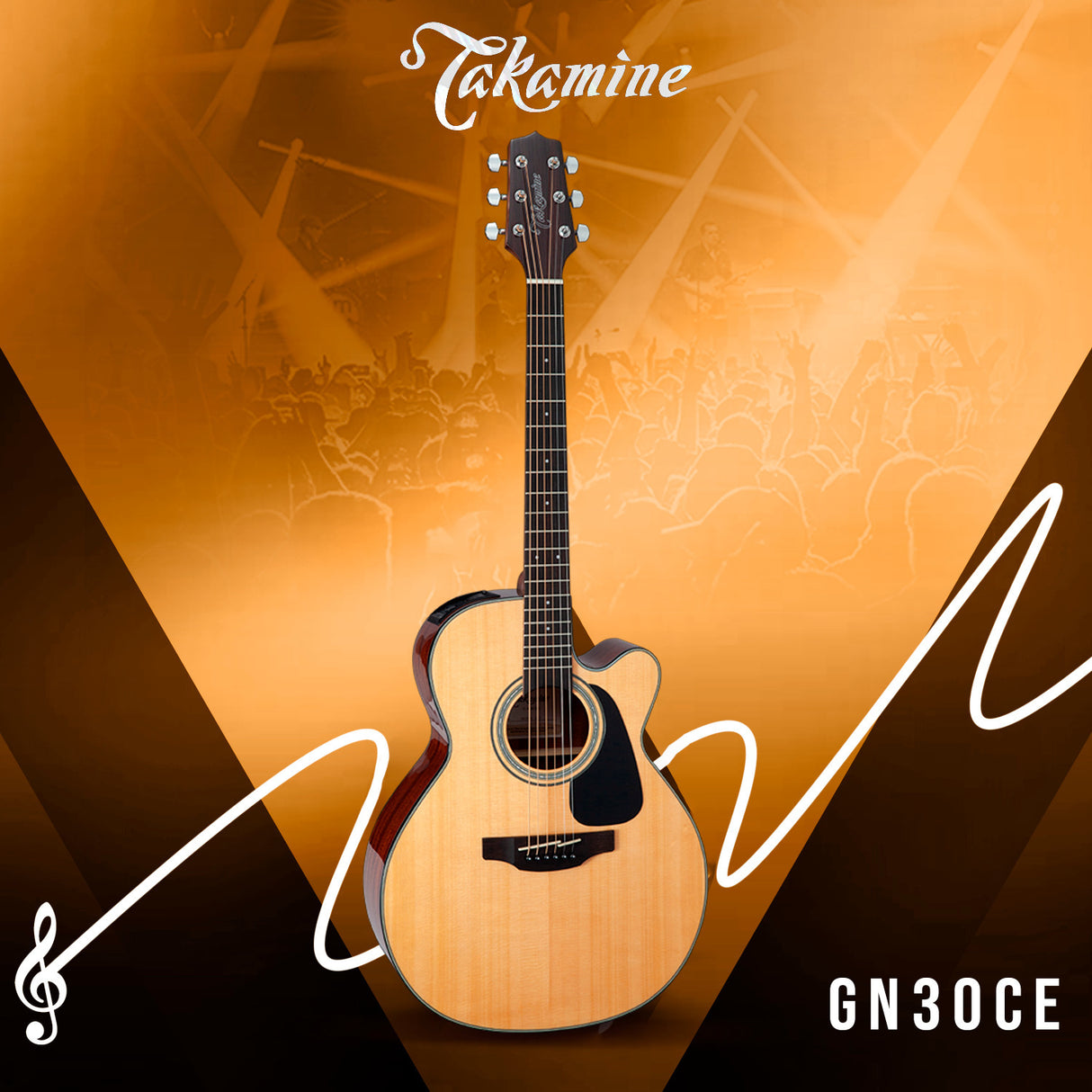 Takamine GN30CE-NAT Nex Cutaway Acoustic-Electric Guitar, Natural with Gig Bag