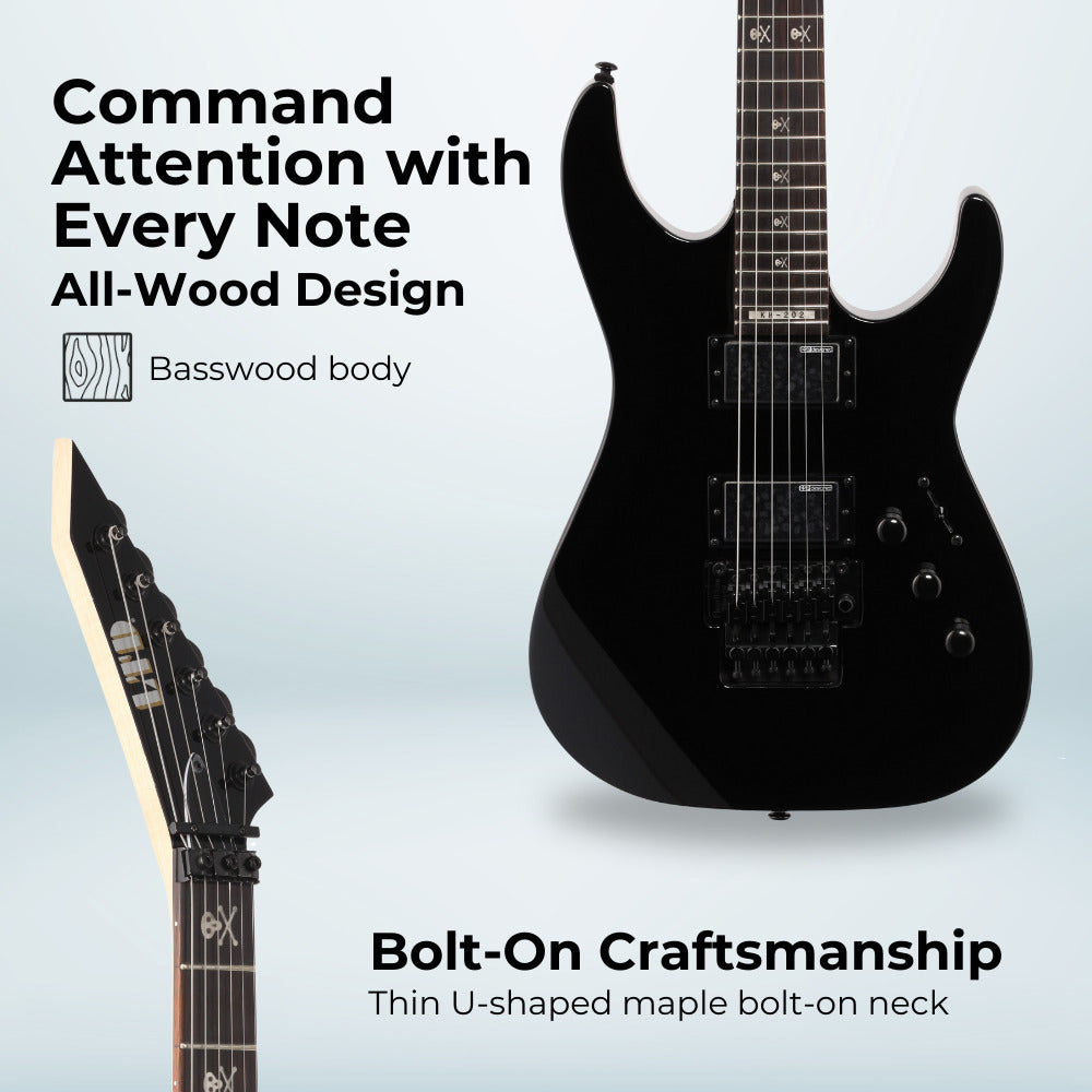 ESP LTD Kirk Hammett Signature KH-202 - Black with Stand, Tuner and Strings