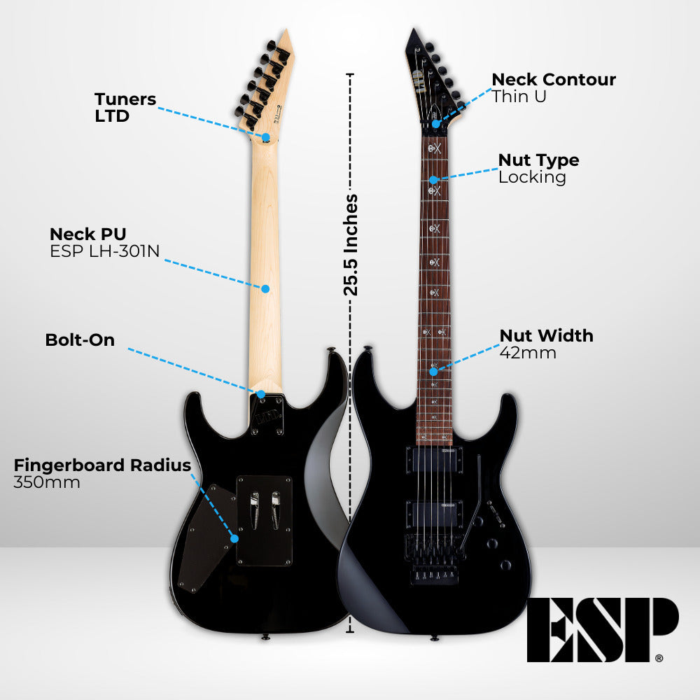 ESP LTD Kirk Hammett Signature KH-202 - Black with Stand, Tuner and Strings