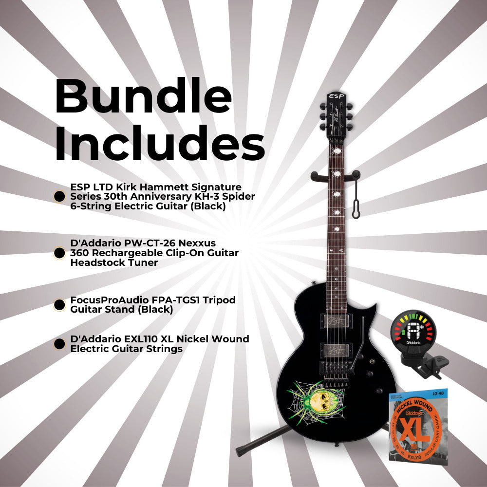 ESP LTD Kirk Hammett EKH-3 Spider 30th Anniversary (Black) with Accessories