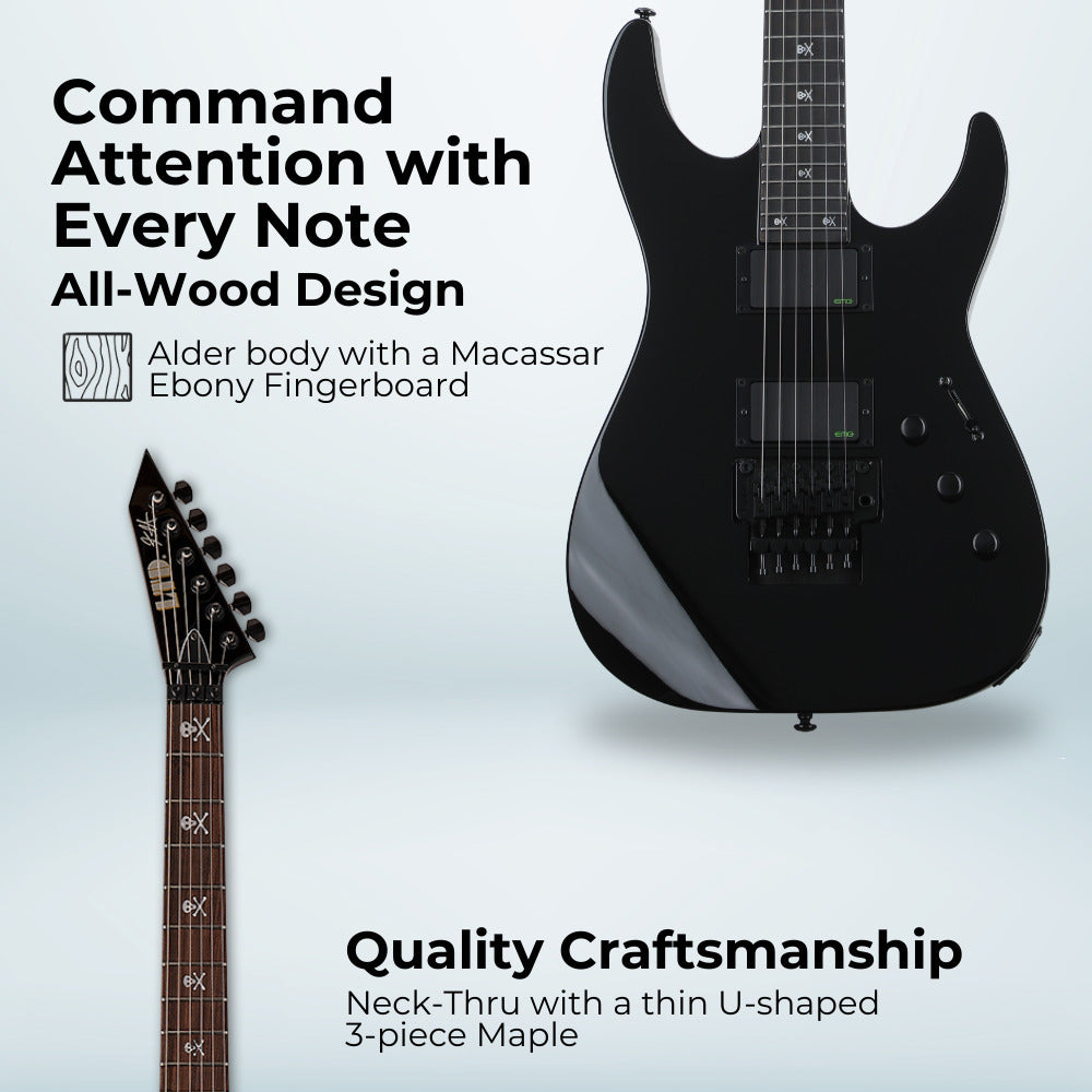 ESP LTD Kirk Hammett Signature KH-602 - Black with Stand, Tuner and Strings