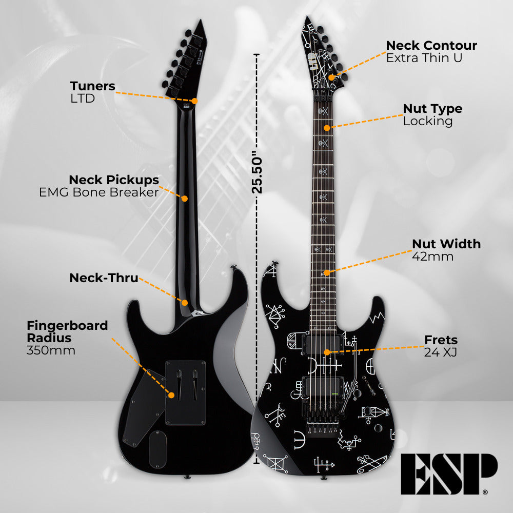 ESP LTD Kirk Hammett Signature Demonology - Black with Stand, Tuner and Strings