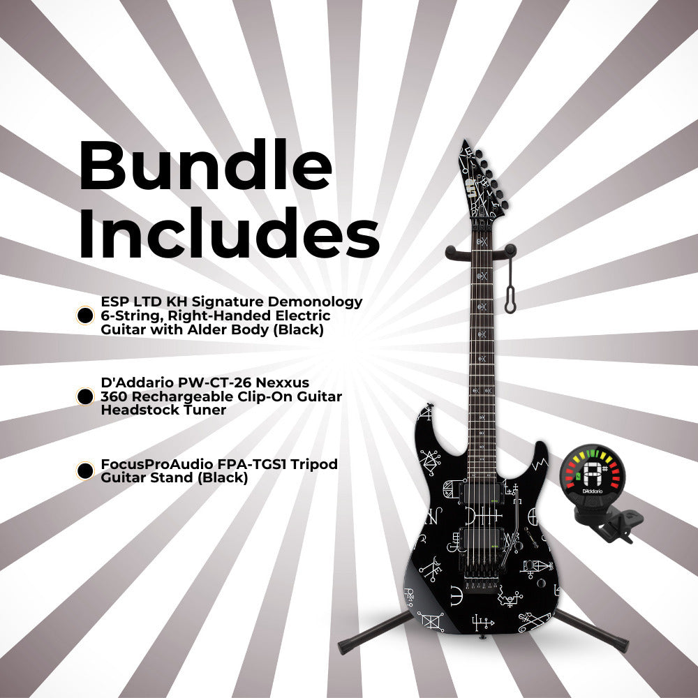ESP LTD Kirk Hammett Signature Demonology - Black with Stand, Tuner and Strings