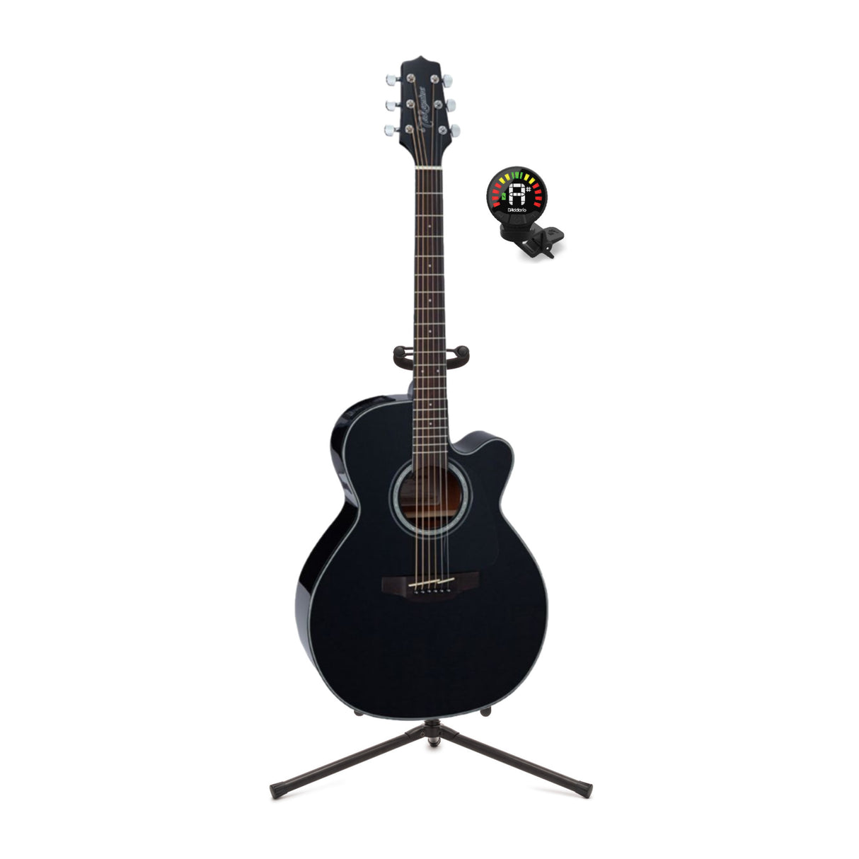 Takamine G Series GN30CE NEX Acoustic-Electric Guitar Black with stand and tuner