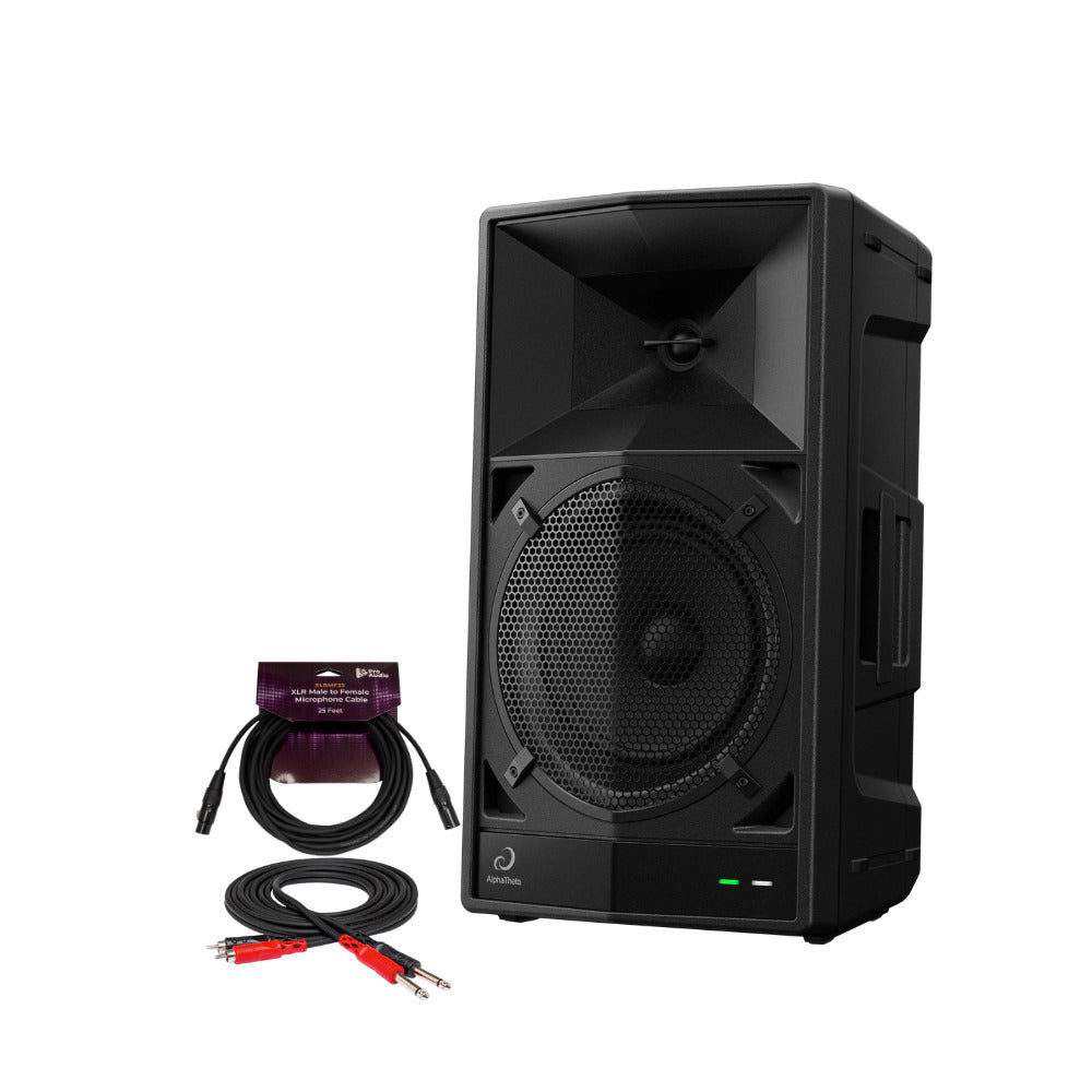 AlphaTheta Wave-Eight 110W 8 in. Portable DJ Speaker with RCA and XLR Cables