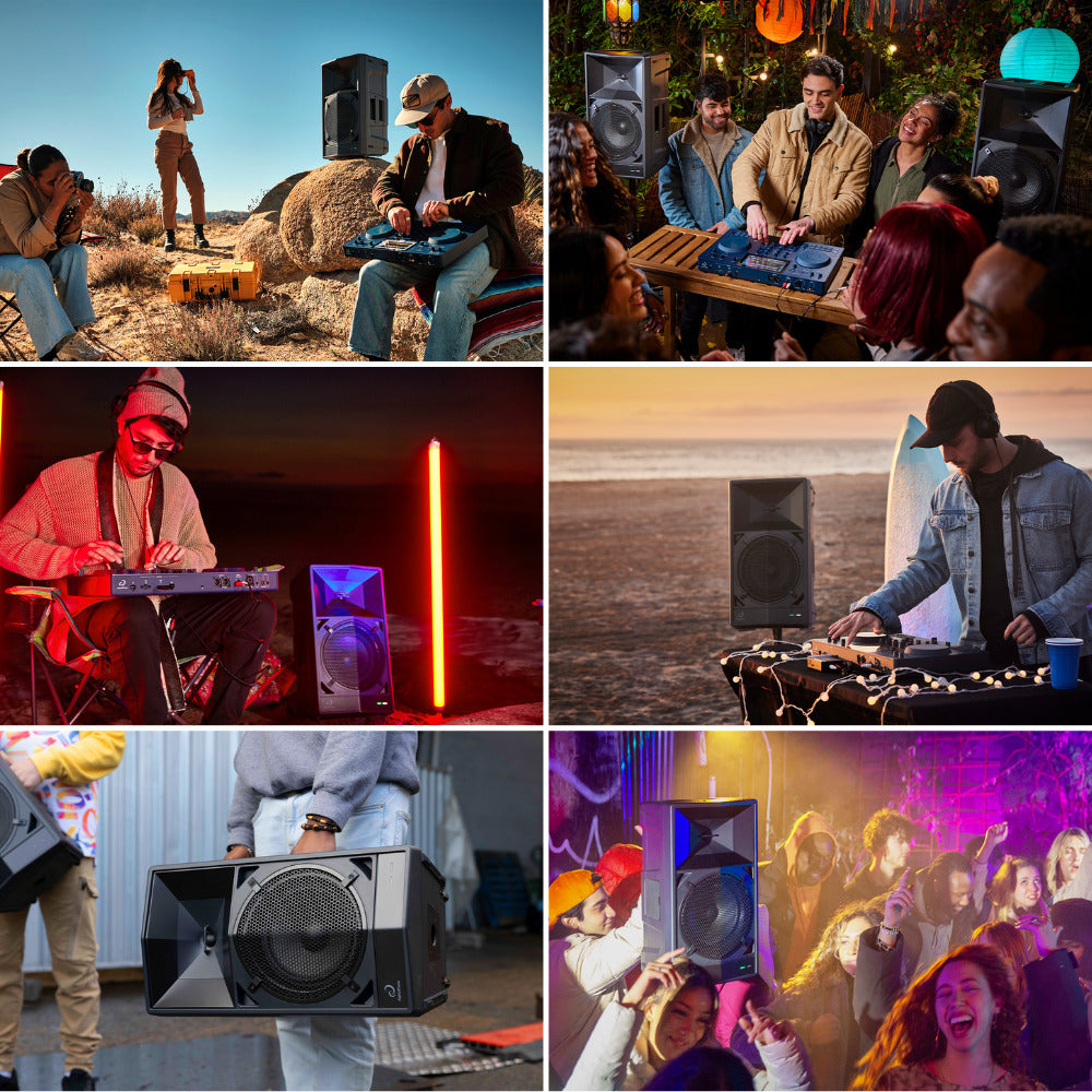 AlphaTheta Wave-Eight 110W 8 in. Portable DJ Speaker with RCA and XLR Cables