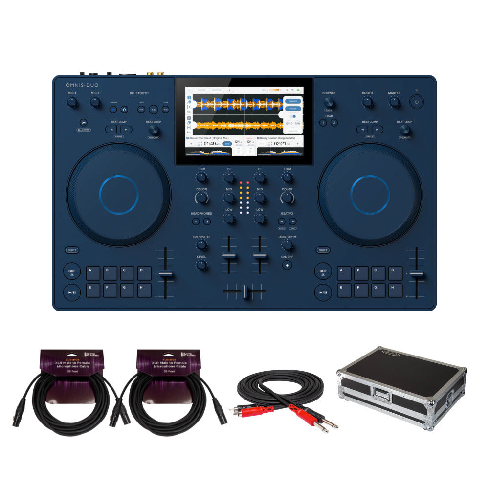 AlphaTheta Omnis Duo All-In-One Portable DJ System, Flight Case and Cables Kit