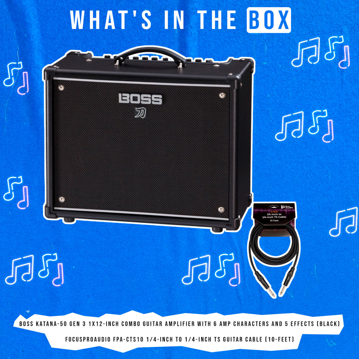 BOSS Katana Gen 3 50W 1x12-in Combo Guitar Amplifier with Instrument Cable