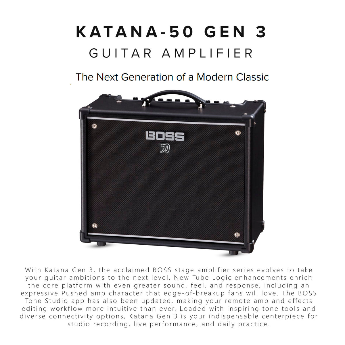 BOSS Katana Gen 3 50W 1x12-Inch Combo Guitar Amplifier Bundle