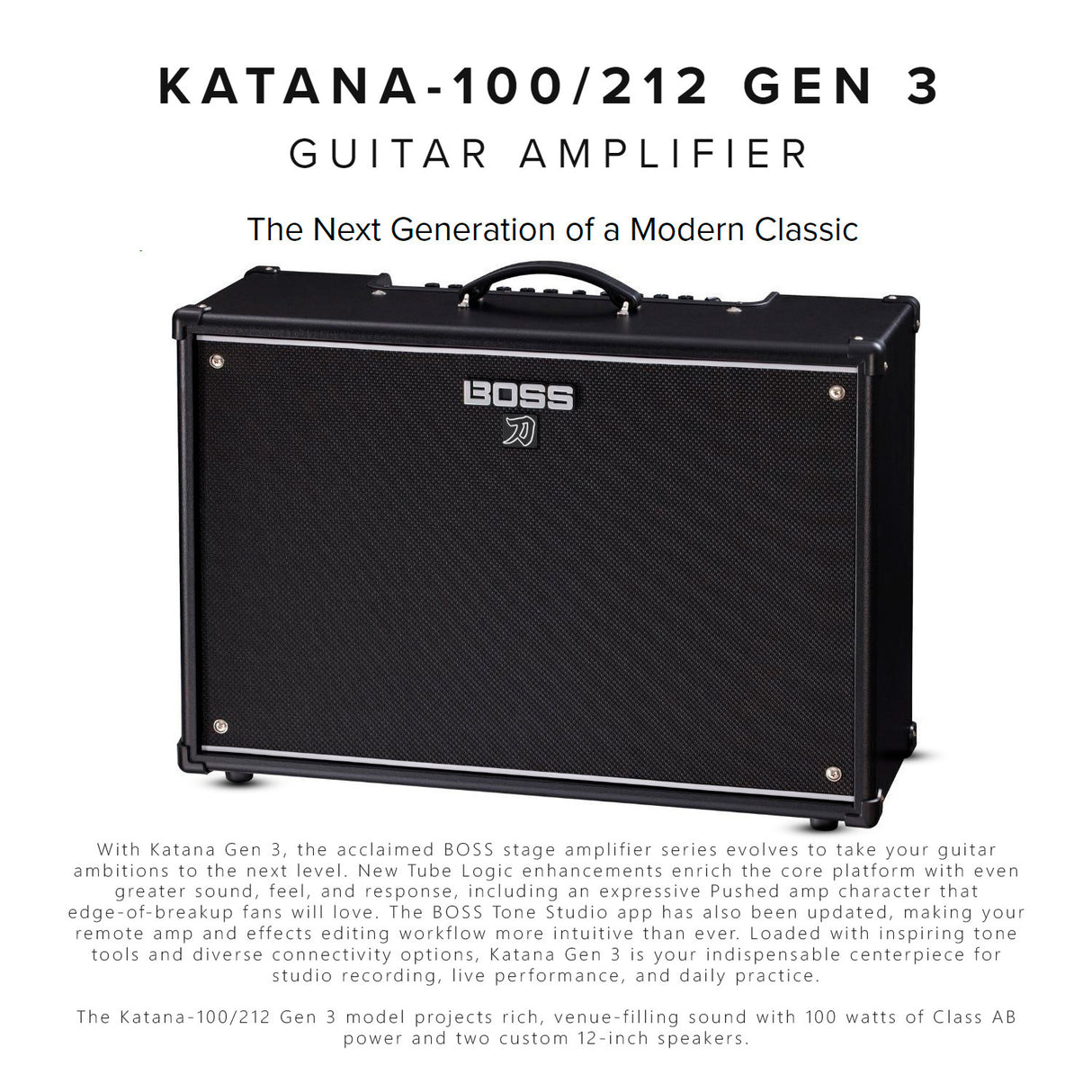 BOSS KTN-212-3 Katana Gen 3 100W 2x12 Inch Combo Guitar Amplifier with Cable