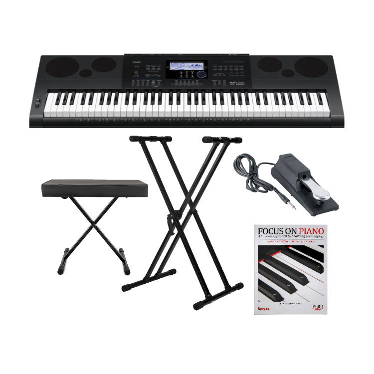 Casio WK-6600 76-Key Workstation Keyboard with Sequencer and Mixer Bundle